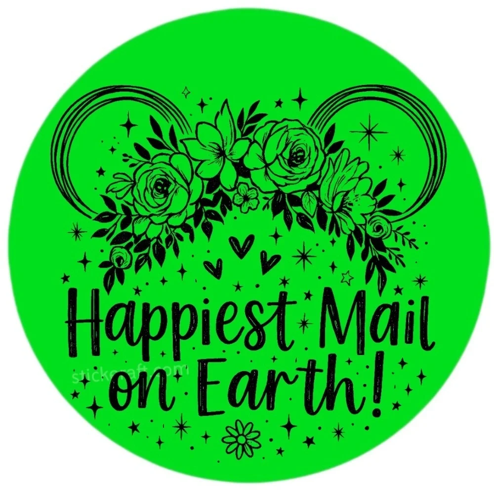 Happiest Mail on Earth Sticker 2” | Cute  DISNEY Label | Small Biz Packaging